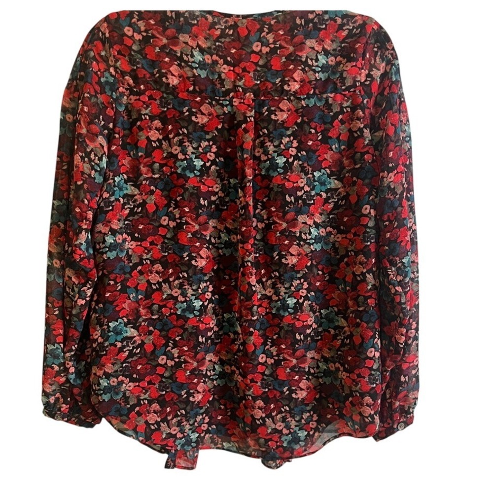 Vince Camuto Floral Print Blouse Pintuck Long Sleeve Top‎ XS - Picture 7 of 10